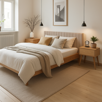 postelja unikat tapecirana v sobi